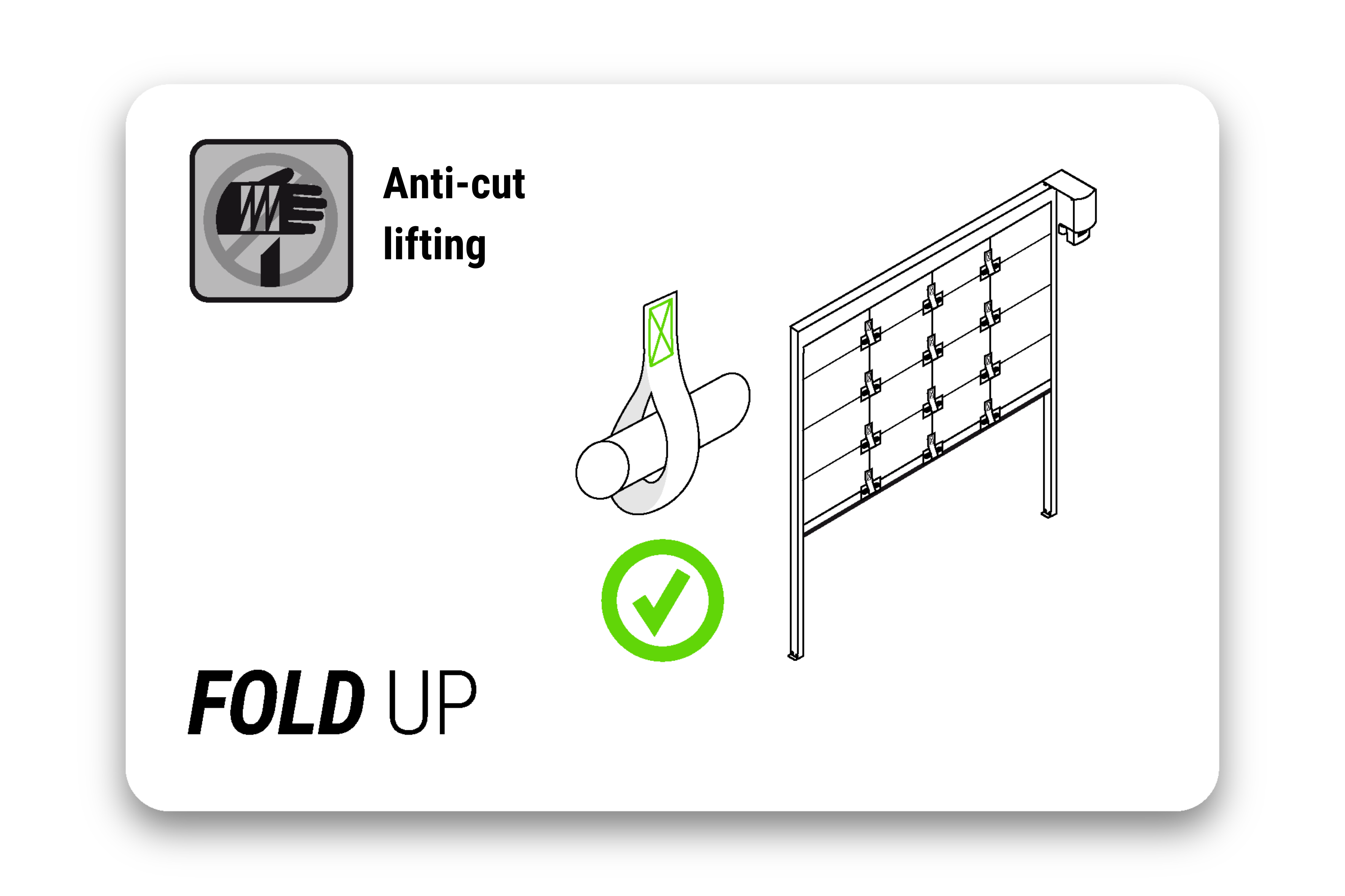 GS Doors' FOLD UP anti cut lifting card